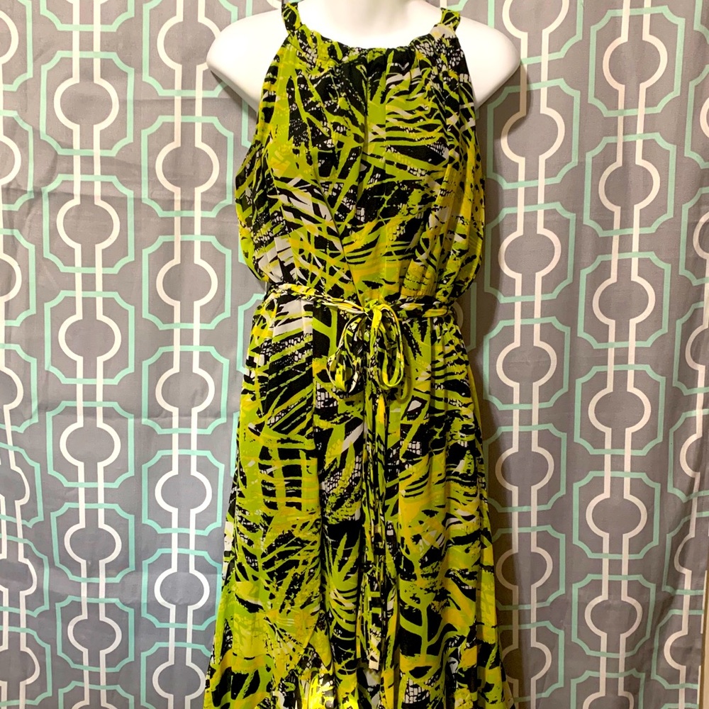 Green and black dress
